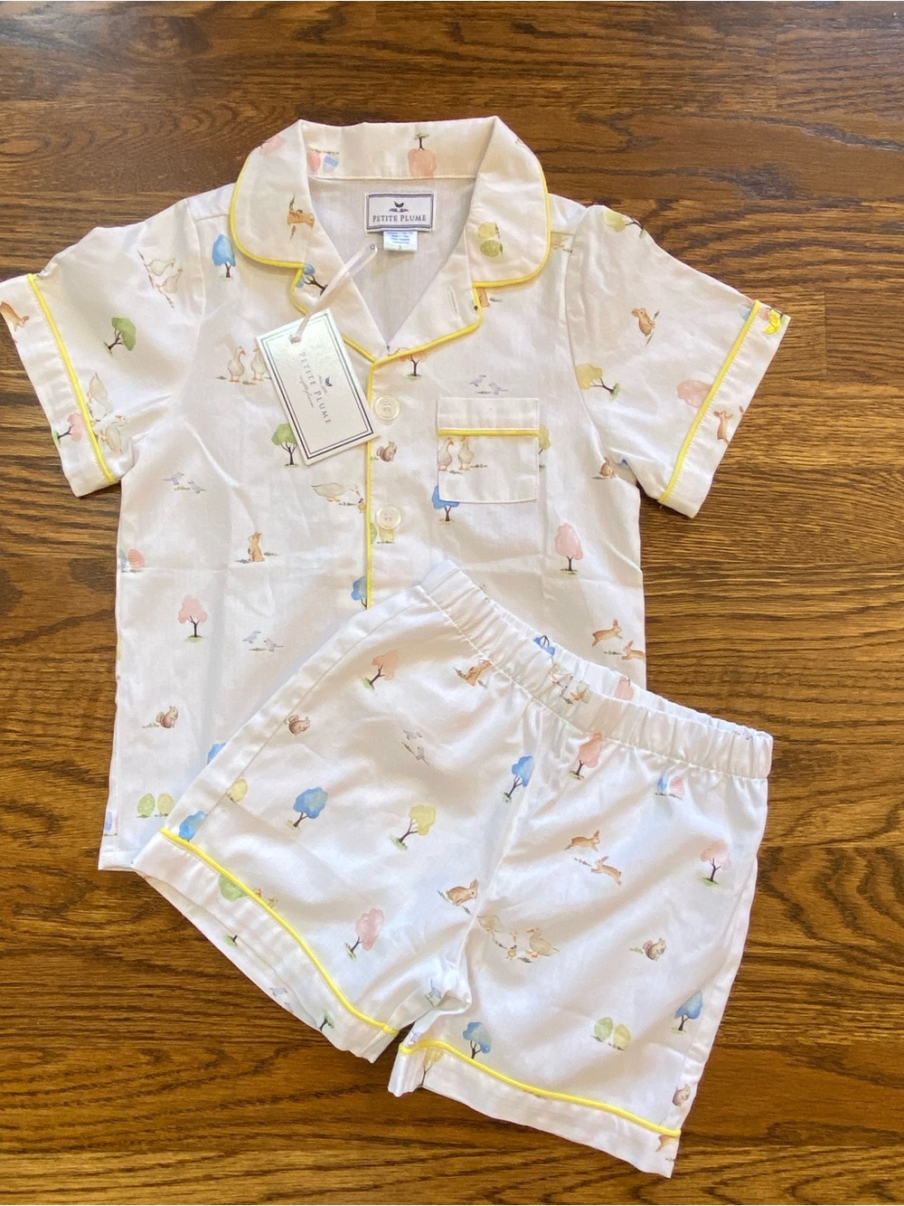 Petite Plume White Pastel Trees and Bunnies and Ducks Pajama Set - Size 3 NWT